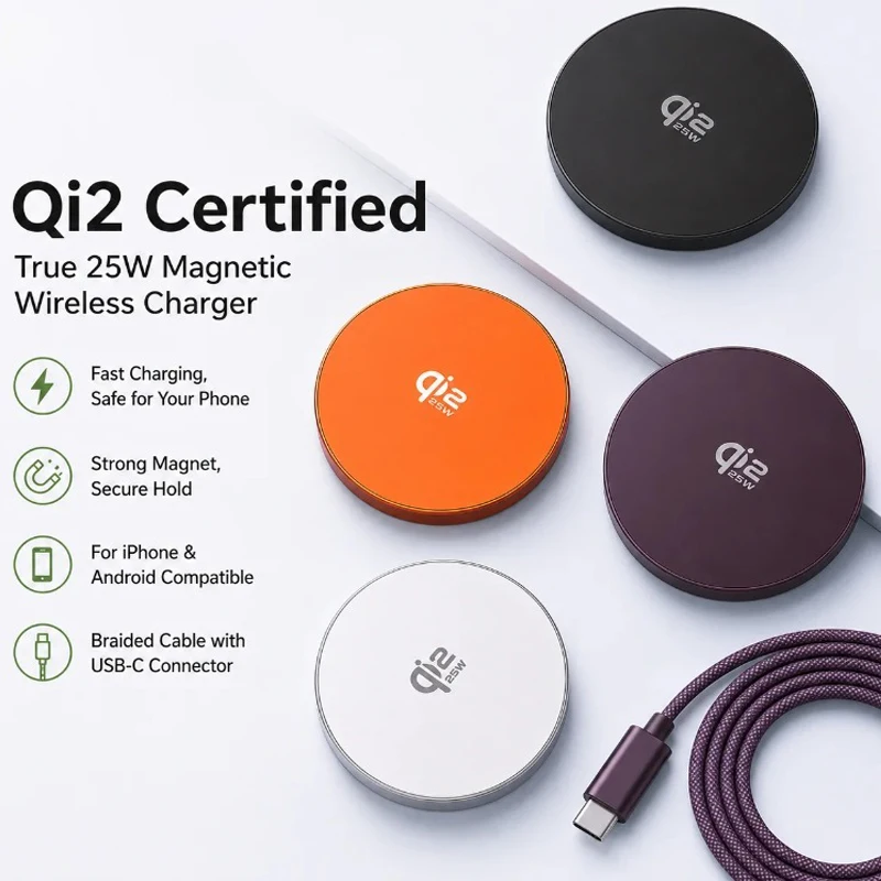 Qi2.2 Wireless Chargers 25W Magnetic Induction Fast Charging For Magsafe IPhone17 16 15 ProMax‌ 5W Airpods Series Xiaomi Samsung