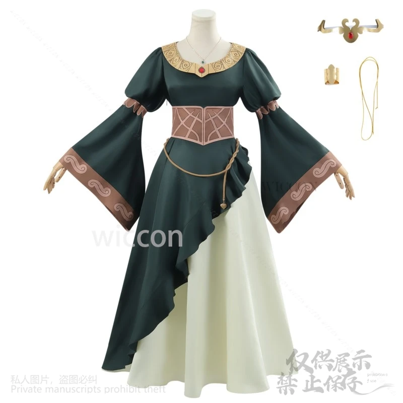 Anime film Rohirrim pierścionki Cosplay Hera zielona sukienka kostium Lolita czerwone peruki dla kobiet dziewczynki Halloween boże narodzenie Cos dostosowane