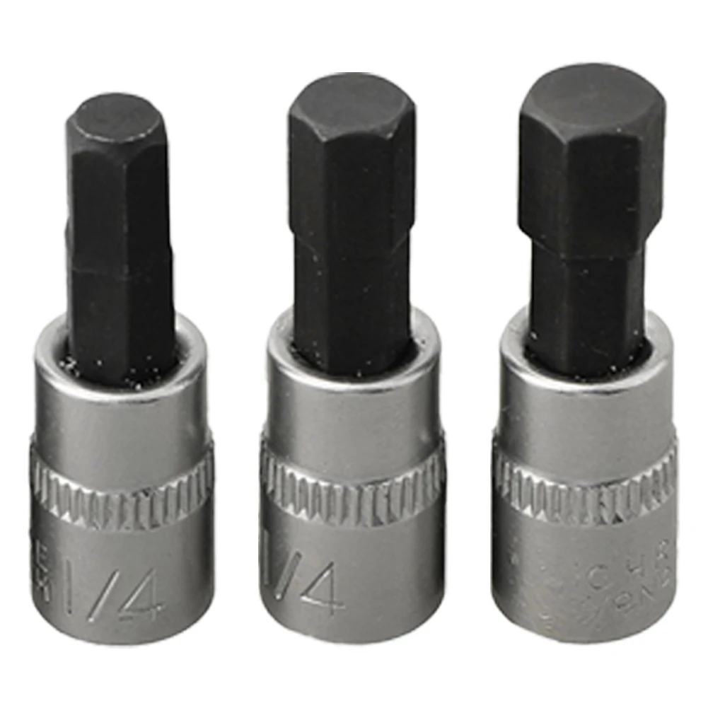 3pcs 1/4 Inch Drive Hex Bit Socket Set 3- 8mm Screwdriver Bits H3 H4 H5 H6 H7 H8 Socket Joint For Torque Spanner Ratchet Wrench