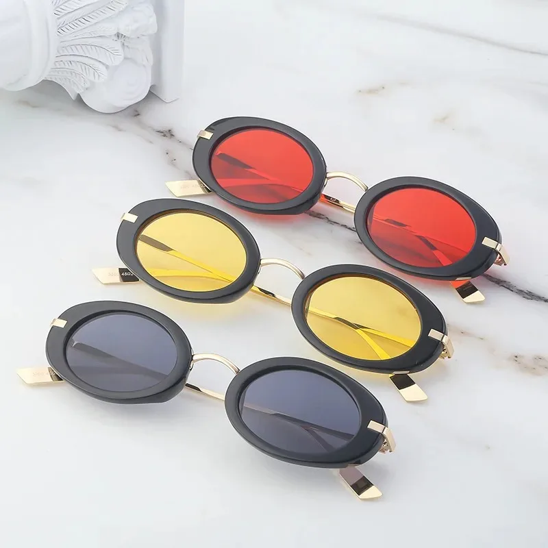 Retro Punk Men Oval Sunglasses Women Fashion Clear Ocean Lens Shades UV400 Men Trending Sun Glasses