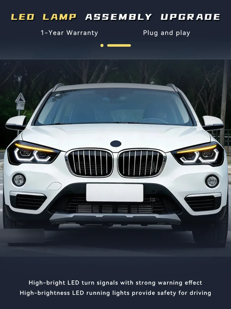 Vehicles Accessories For BMW X1 F48 F49 2016-2019 Front Light DRL Head Lamp Car Turn Signal Upgrade Full LED Headlight Lens Auto