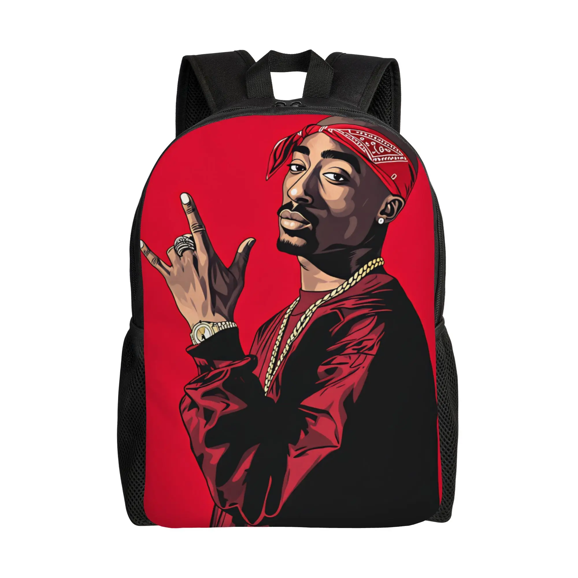 Rapper Tupacs Backpack Student Unisex  Breathable Backpacks Polyester Kawaii School Bags College Colorful Rucksack