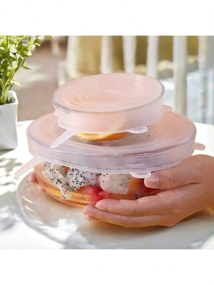 6pcs Flexible Sealing Silicone Bowl Covers,Elastic Reusable Food Storage Covers,use Dishwasher,Kitchen Organization Accessories