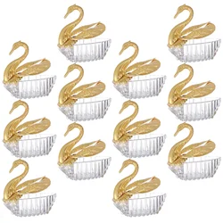 12pcs Swan Shape Candy Box Delicate Cookies Case Plastic Chocolate Holder Gift Packaging Home Decor Party Favor Supplies Box