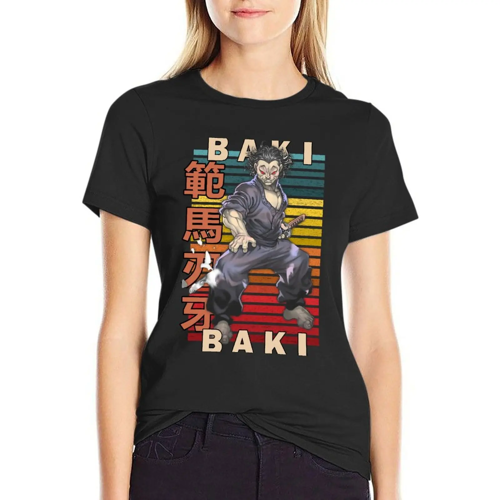 

Musashi Miyamoto Baki the Grappler Design T-Shirt plain aesthetic clothes black t shirts for Women