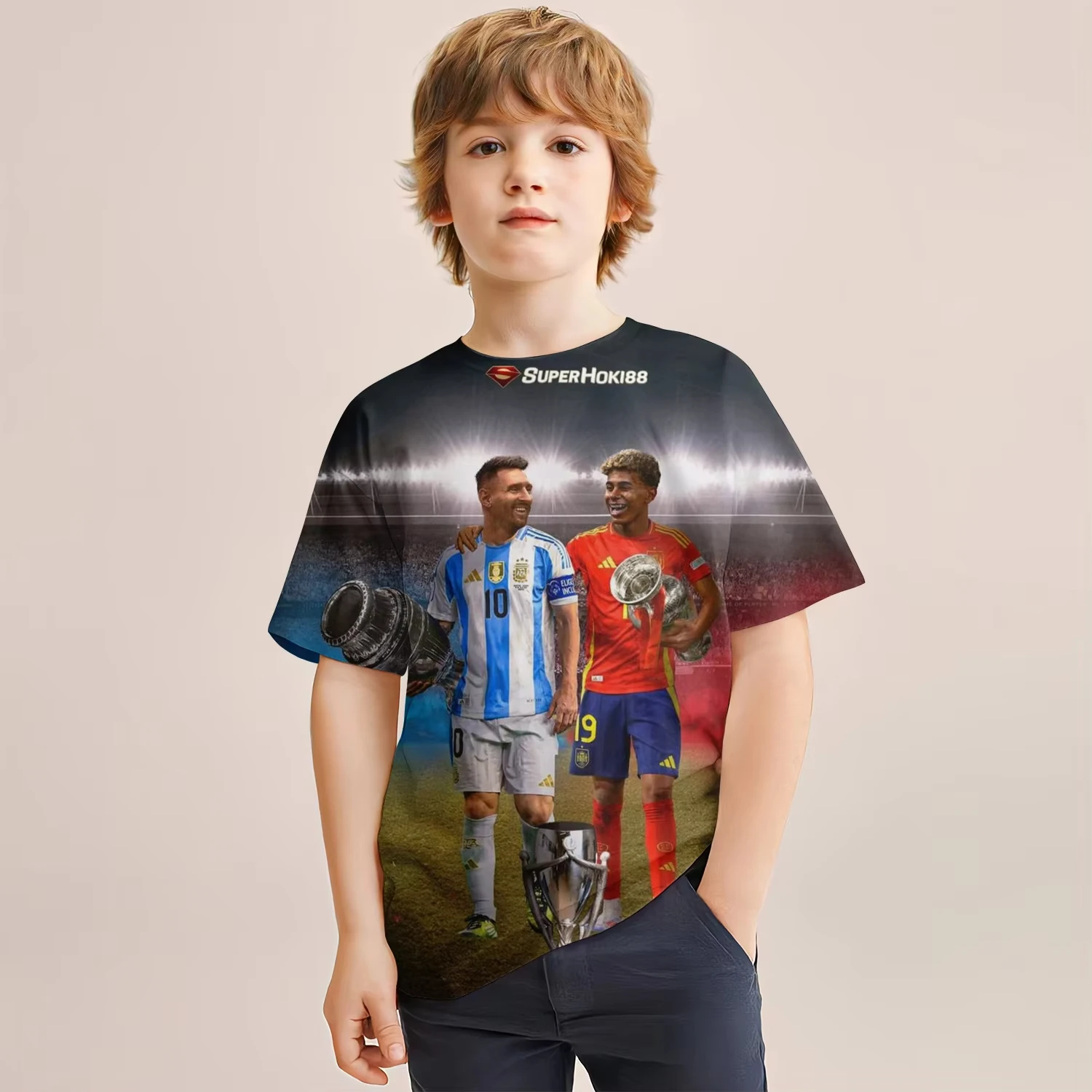 A Piece 25 Summer New 3D Printed Lamine Yamal Boys' T-shirt Ball Game Star Fashion Children's Clothing Comfortable Appearance