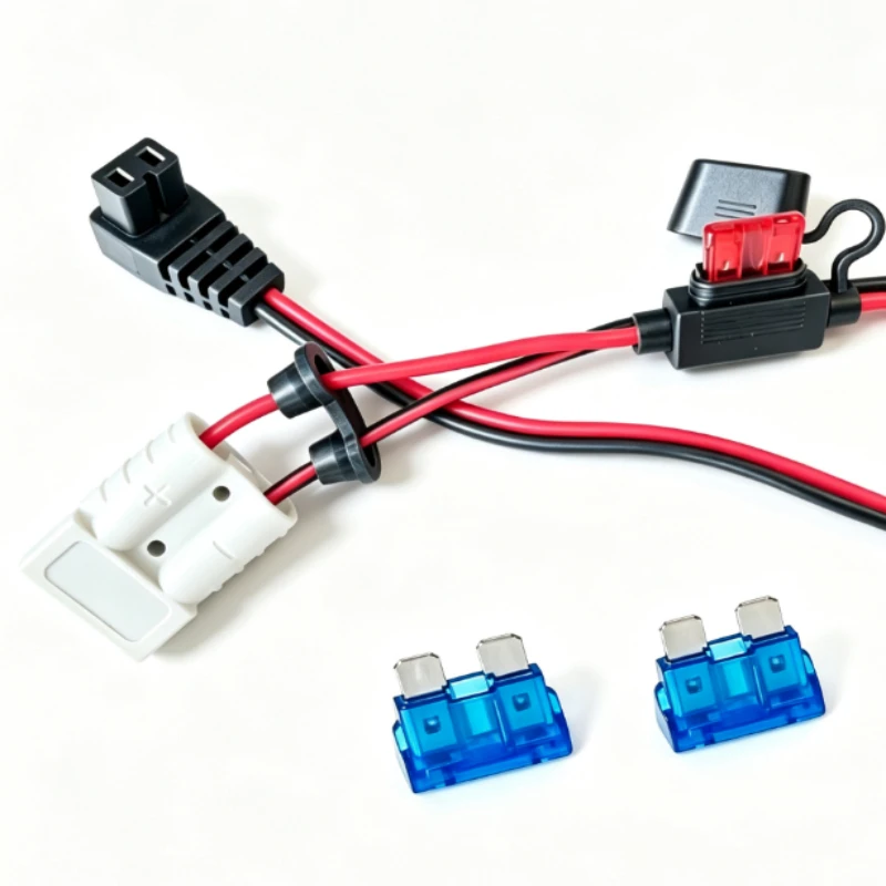 12AWG DC Charging Wire Harness SB50 to Portable Automotive Refrigerators Plug Cable with Over‑current Protection Fuse Holder