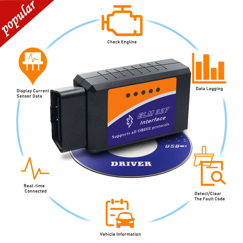 

2024 Code Reader ELM327 Bluetooth OBD2 V2.1 Android Car Scanner Diagnostic Tool