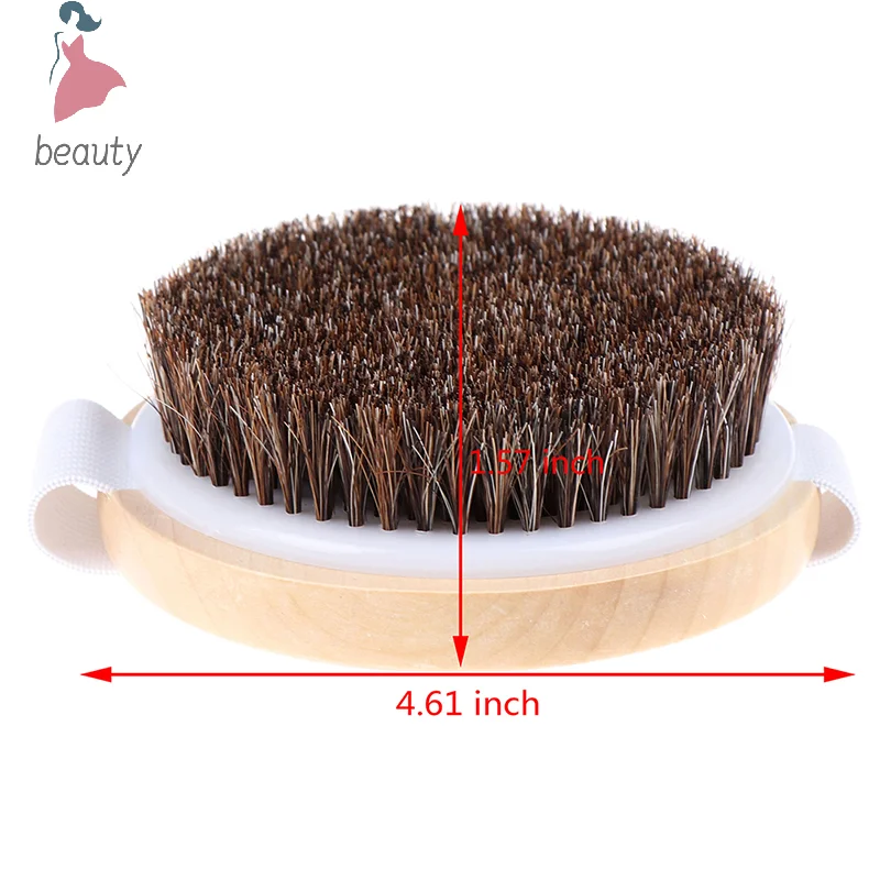 1X Wood Natural Horse Hair Bath Body Brush Cellulite Shower Dry Skin Exfoliation