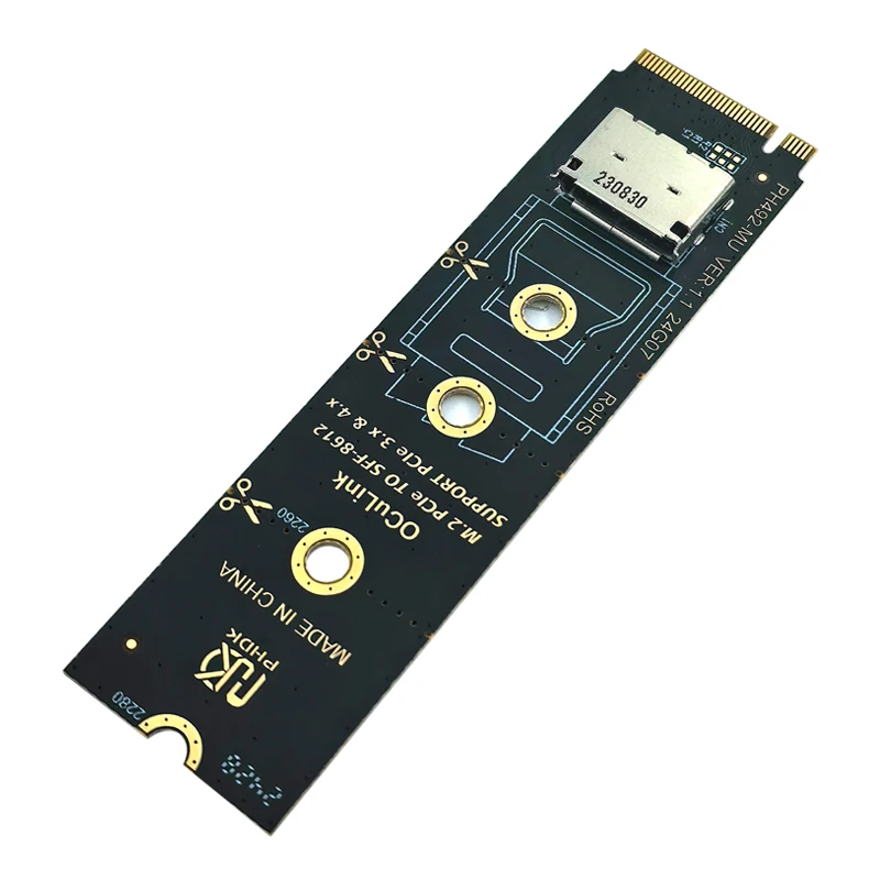 Tarjeta elevadora NVME a OCulink 2230-2280 M.2 PCIe X4 M Key a SFF-8612 Adaptador hembra Convertidor compatible con PCIe 3,0/4,0 para U.2 U.3 SSD