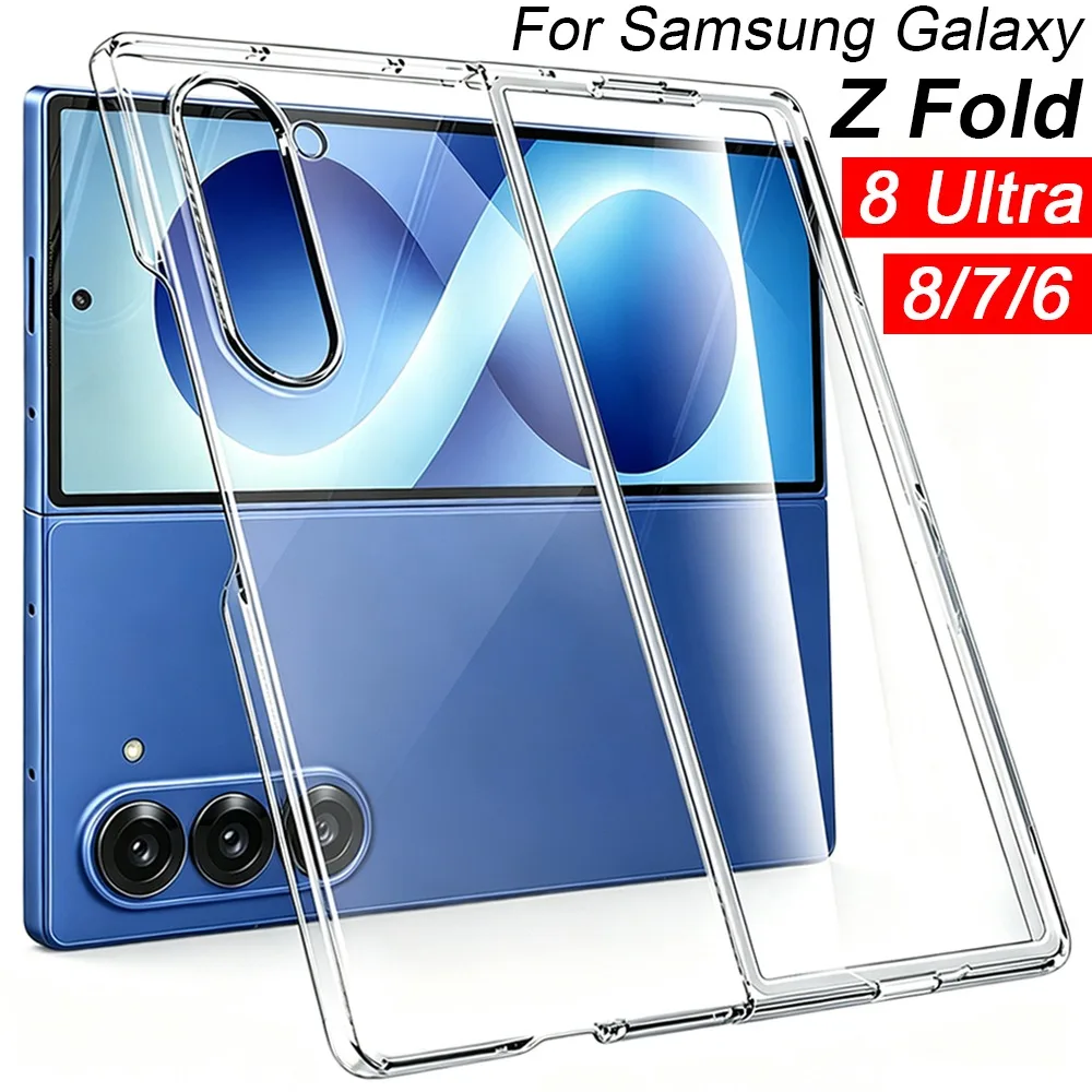 Transparent PC Ultra Thin Phone Case For Samsung Galaxy Z Fold 6 7 8 Ultra Fold 8 Shockproof Hard Back Cover For Galaxy ZFold8