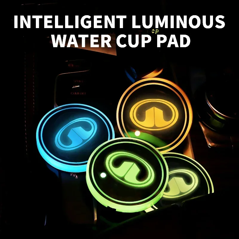 Colorful Universal LED Car Cup Holder RGB Light Mat Pad For Great Wall GWM Poer Wingle 5 7 Haval H5 H3 H6 M4 Voleex C20 C30