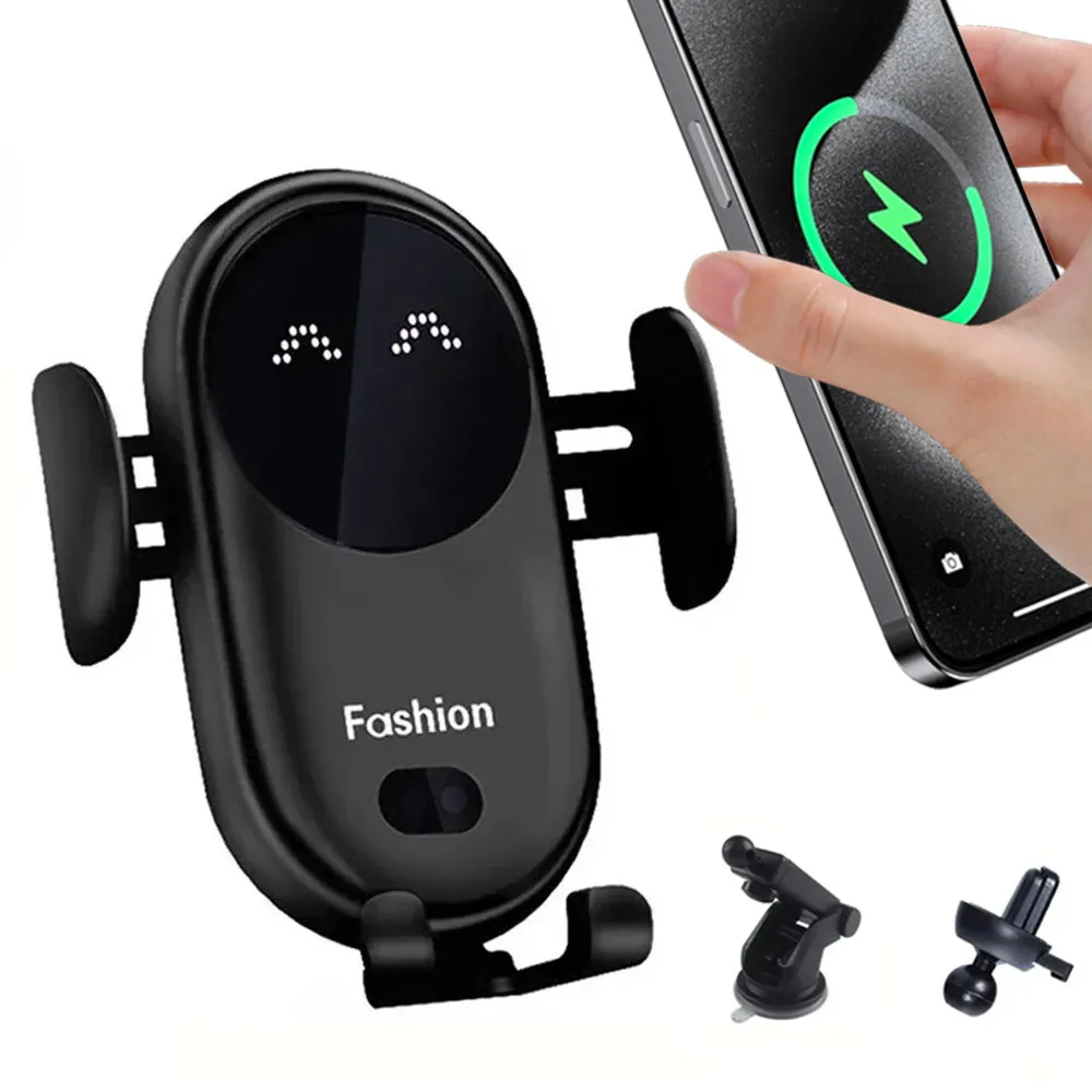 

Автомобильное беспроводное зарядное устройство, автомобильный инфракрасный индукционный зажим для вентиляционного отверстия для iPhone 17 ~ 12 Pro Max, Samsung Galaxy S25/S24, быстрая зарядка