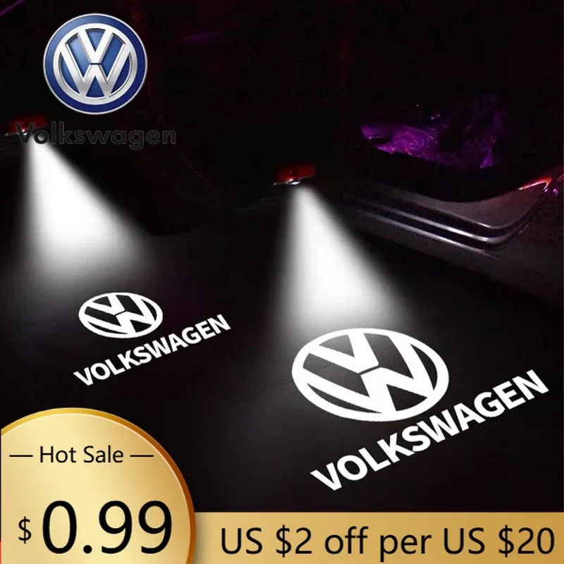 

Для VOLKSWAGEN VW: 2 шт. эмблемы на дверь автомобиля с LED-подсветкой, беспроводной лазерный проектор для VW Volkswagen Golf, Polo, Passat, Touran