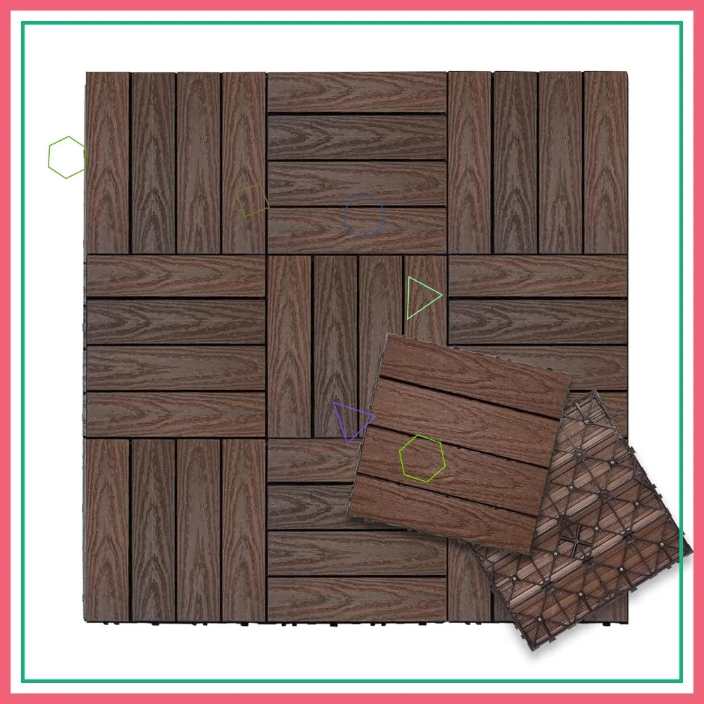 

1x1ft Interlocking Composite Deck Tiles - Quick Drainage, Easy DIY Installation for Outdoor Patio Pool