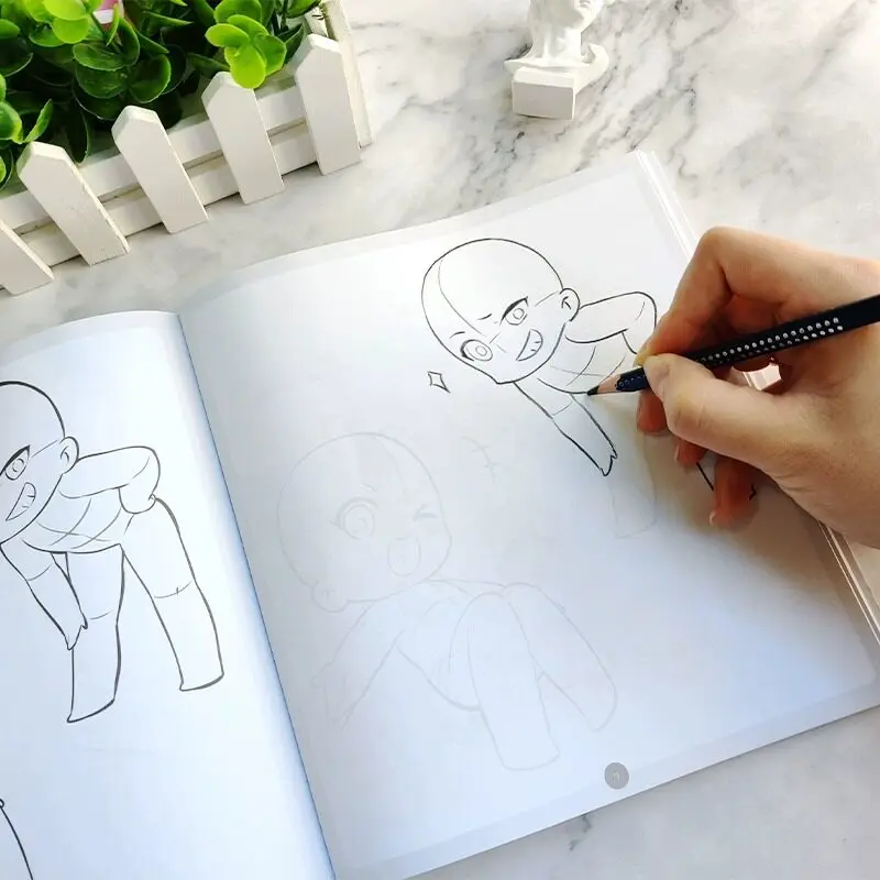 Chibi Character Human Body Dynamic Copy Practice Book Drawing Workbook For Anime Manga Art Learners