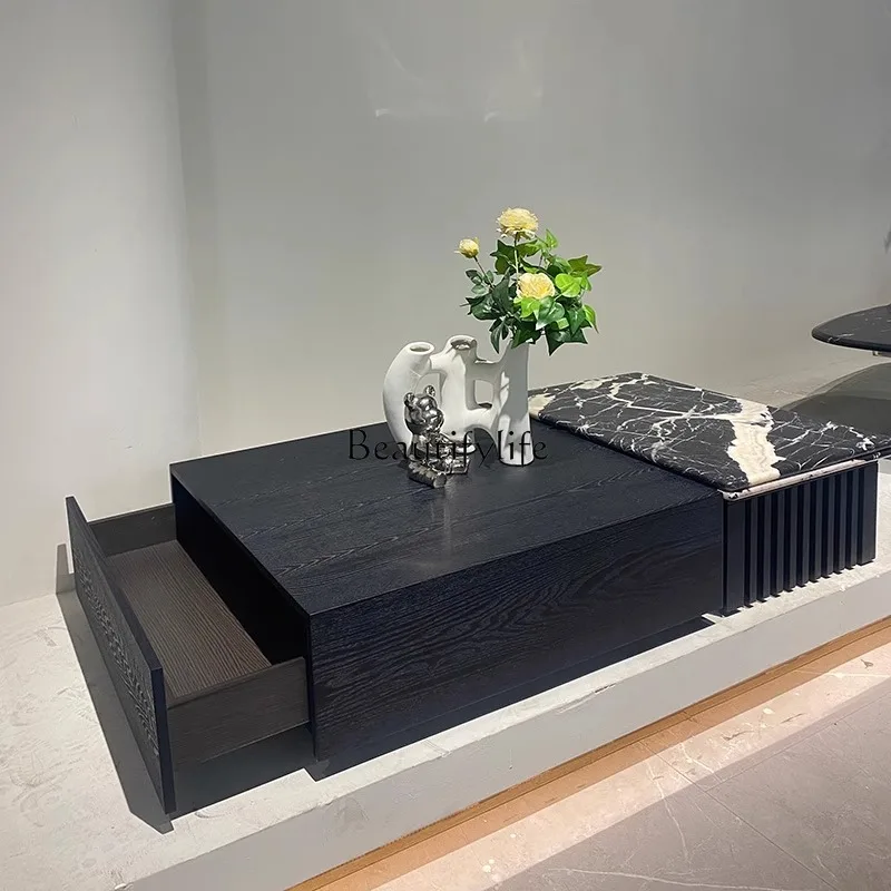 

5Light luxury Italian minimalist microcrystalline stone coffee table living room household high-end square coffee table