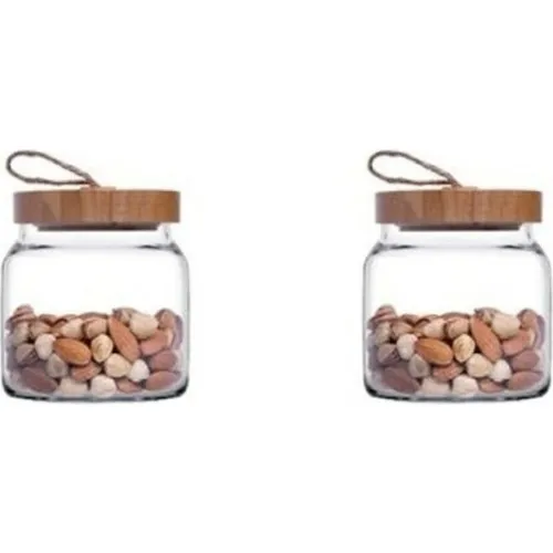 Pasabahce 43573 Woody Bamboo Jar With Lid 575 cc - 2 Pcs