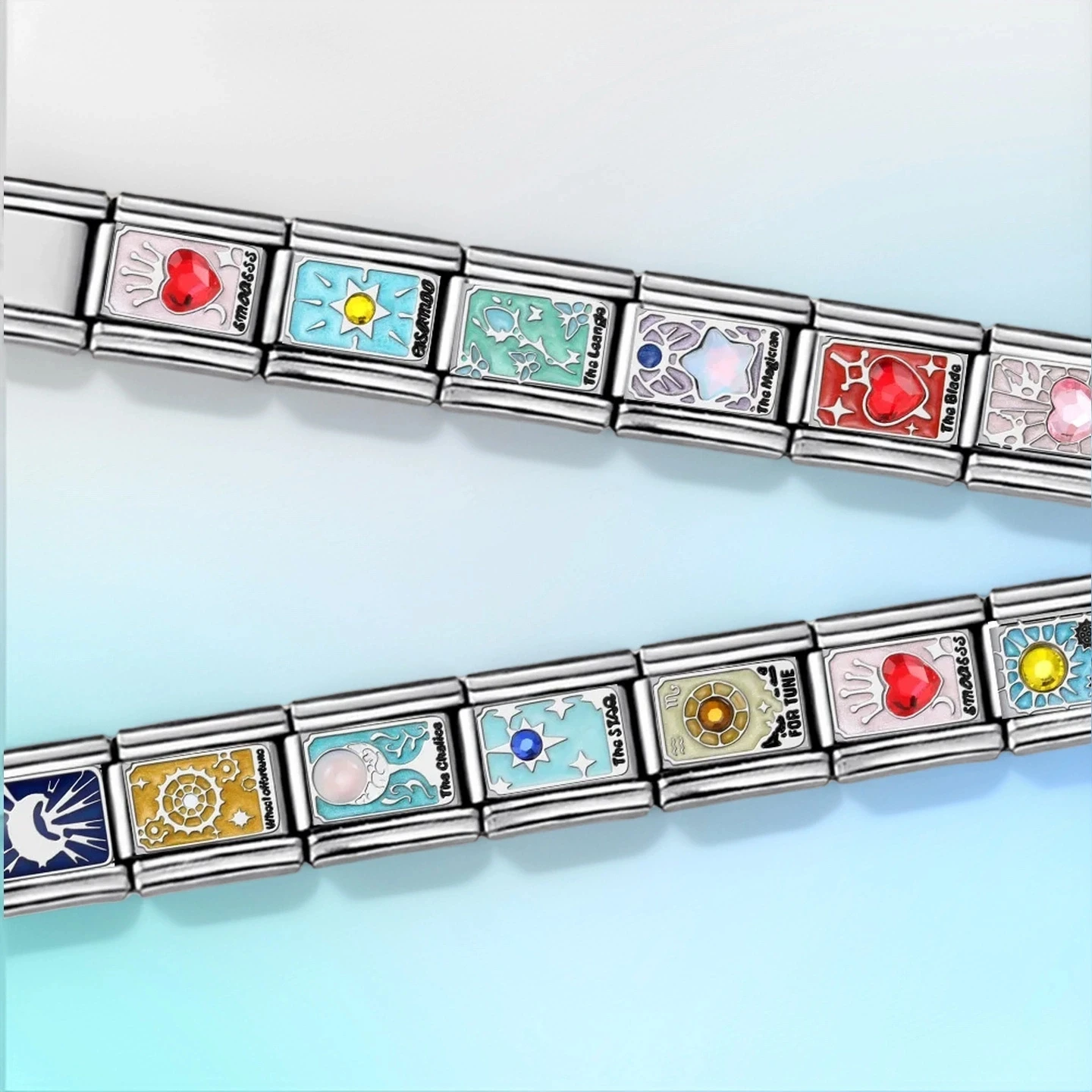 

2025 New Tarot Card Divination Star Moon Sun Italian Charm Links fit 9mm Stainless Steel Bracelet Women Jewelry Making DIY Beads