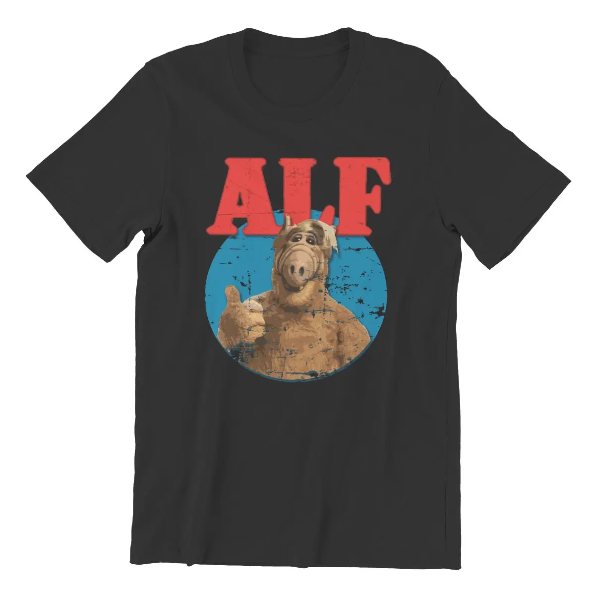 ALF anni '80 vintage alieno movimento T-shirt stampata in puro cotone Camicie grafiche da uomo di grandi dimensioni