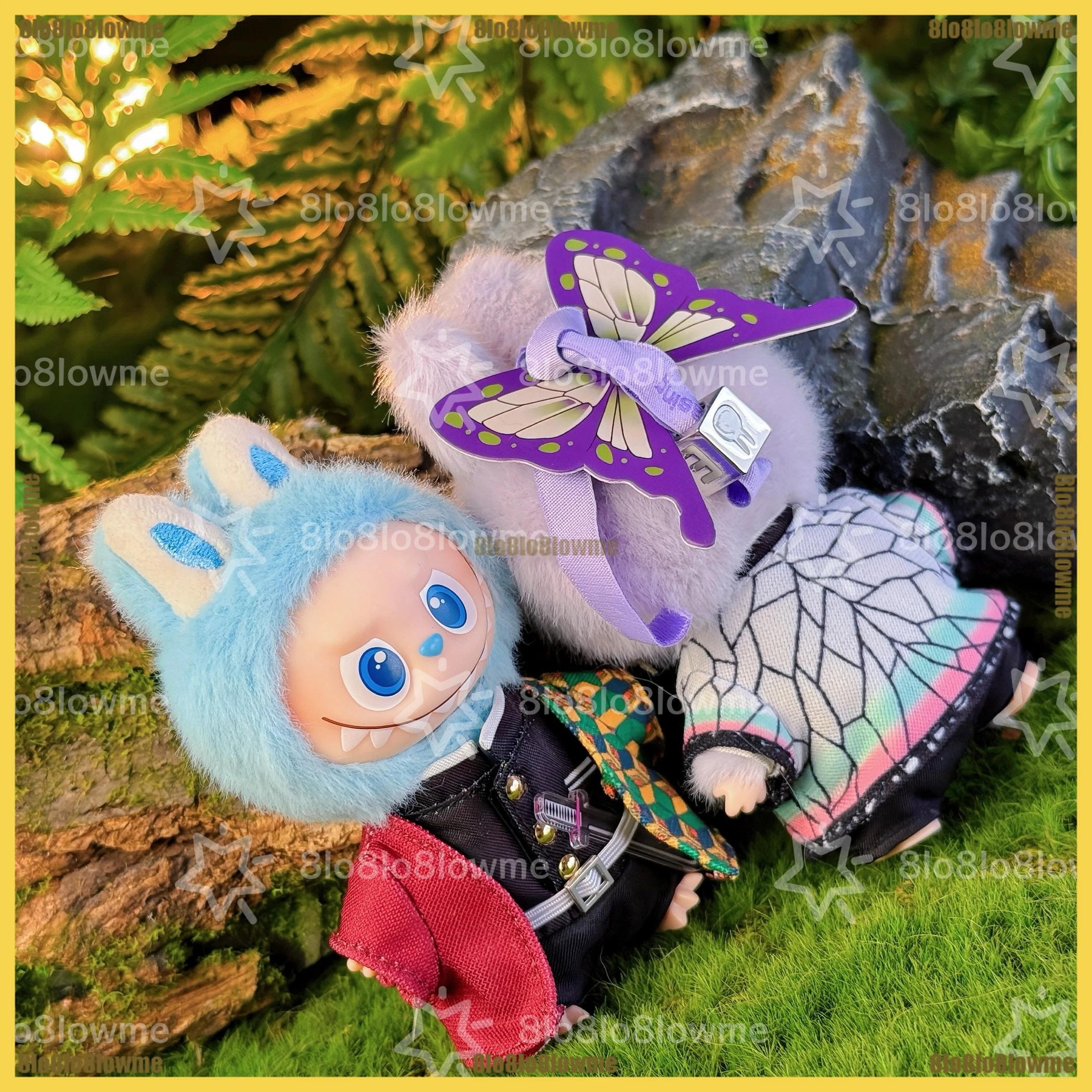 

Labubu 4.0 Doll Clothes Demon Slayer Inosuke Zenitsu Tanjirou Set 10cm Mini Plush Doll Clothing Cartoon Doll Accessories Gift