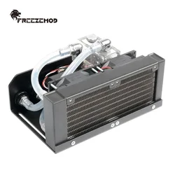 FREEZEMOD PC Case/Notebook Water Cooling Kit,Module 160mm Aluminum Cooling Drain 80mm Dual Fans Head 4m SLMZ-V-T