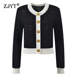 ZJYT Autumn Winter Cardigan Sweaters Skirt Suits for Women Knitting Tops Single Breasted Knitwears Jersey Mujer 2024 New Fashion