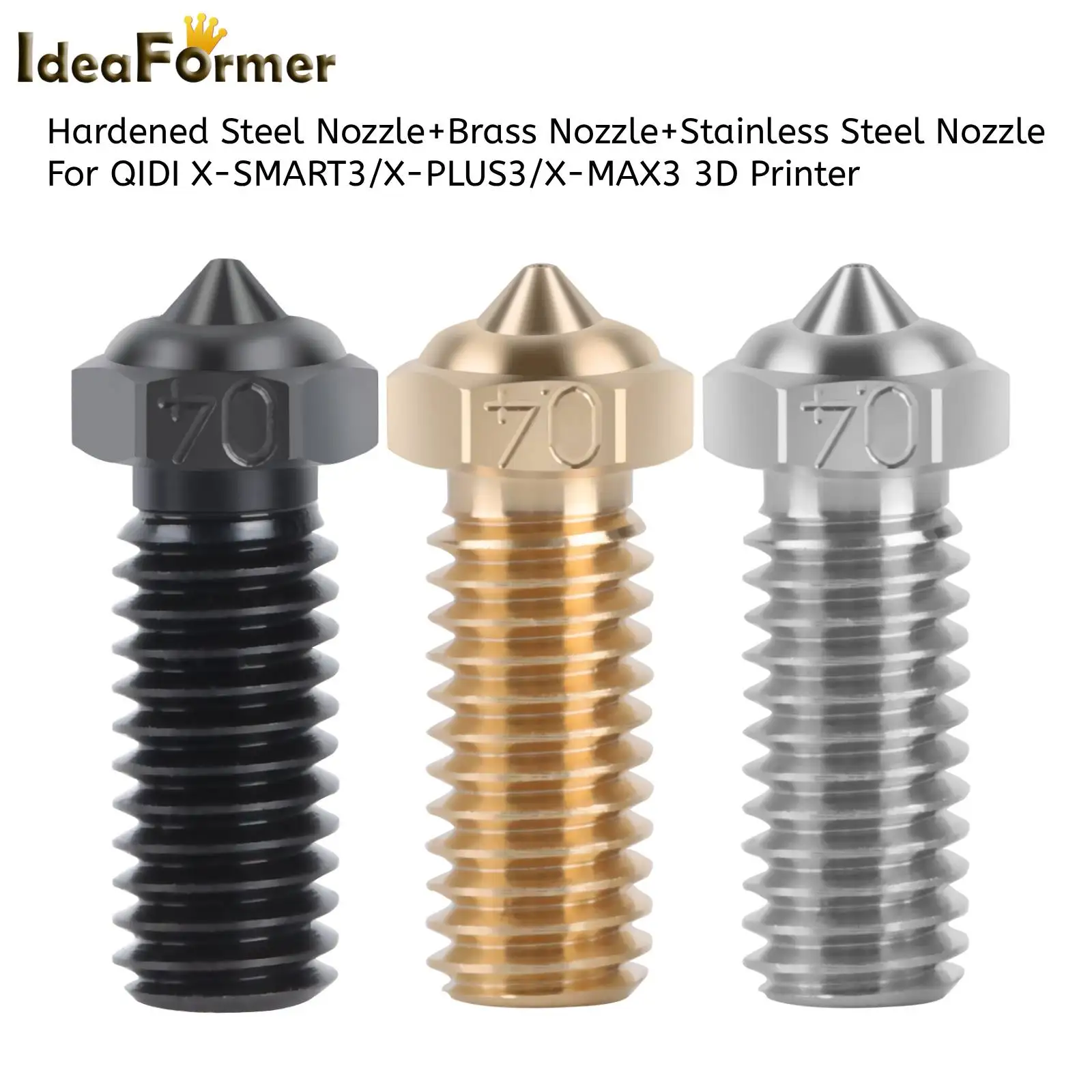 

X-SMART 3/X-PLUS 3/X-MAX 3/Q1 Pro Латунное сопло 0,4 мм + сопло из закаленной стали для принтера QIDI X-SMART 3/X-PLUS 3/X-MAX 3/Q1 Pro