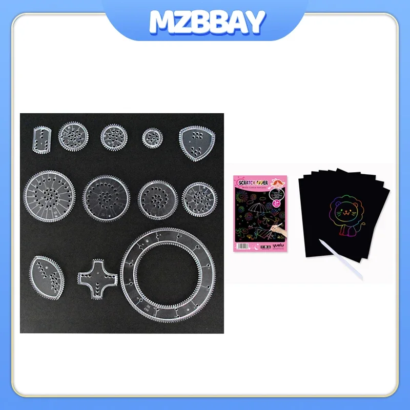 10-33 pezzi Geometria Spirograph Disegno Stencil Set Scratch Arcobaleno Carte Classic Gear Spirograph Disegno Set Strumento artistico Giocattoli per bambini