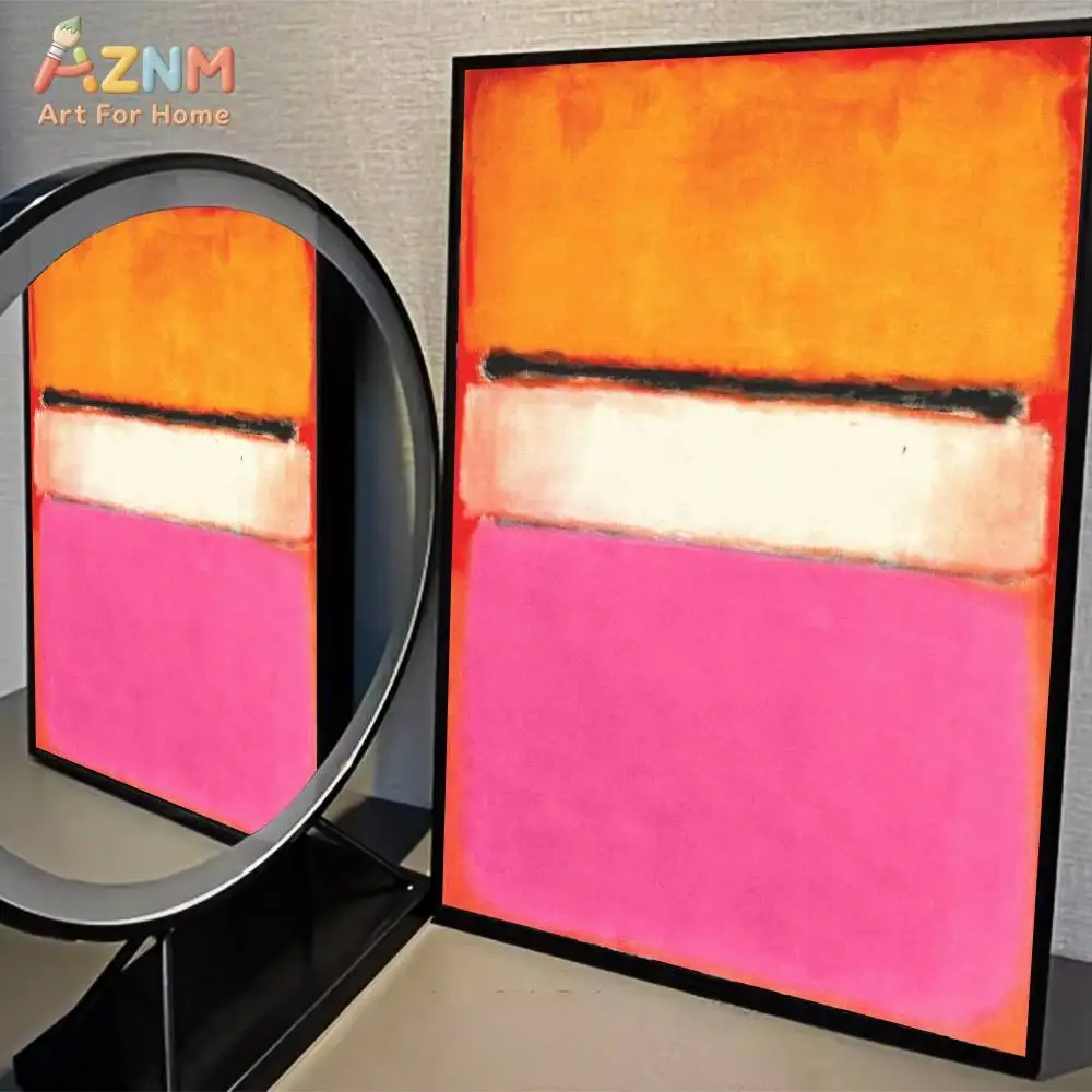 AZNM Mark Rothko Style Color Block Abstract Canvas Wall Art Print, Vibrant Modern Minimalist Painting Poster for Living Room Bed - view 4