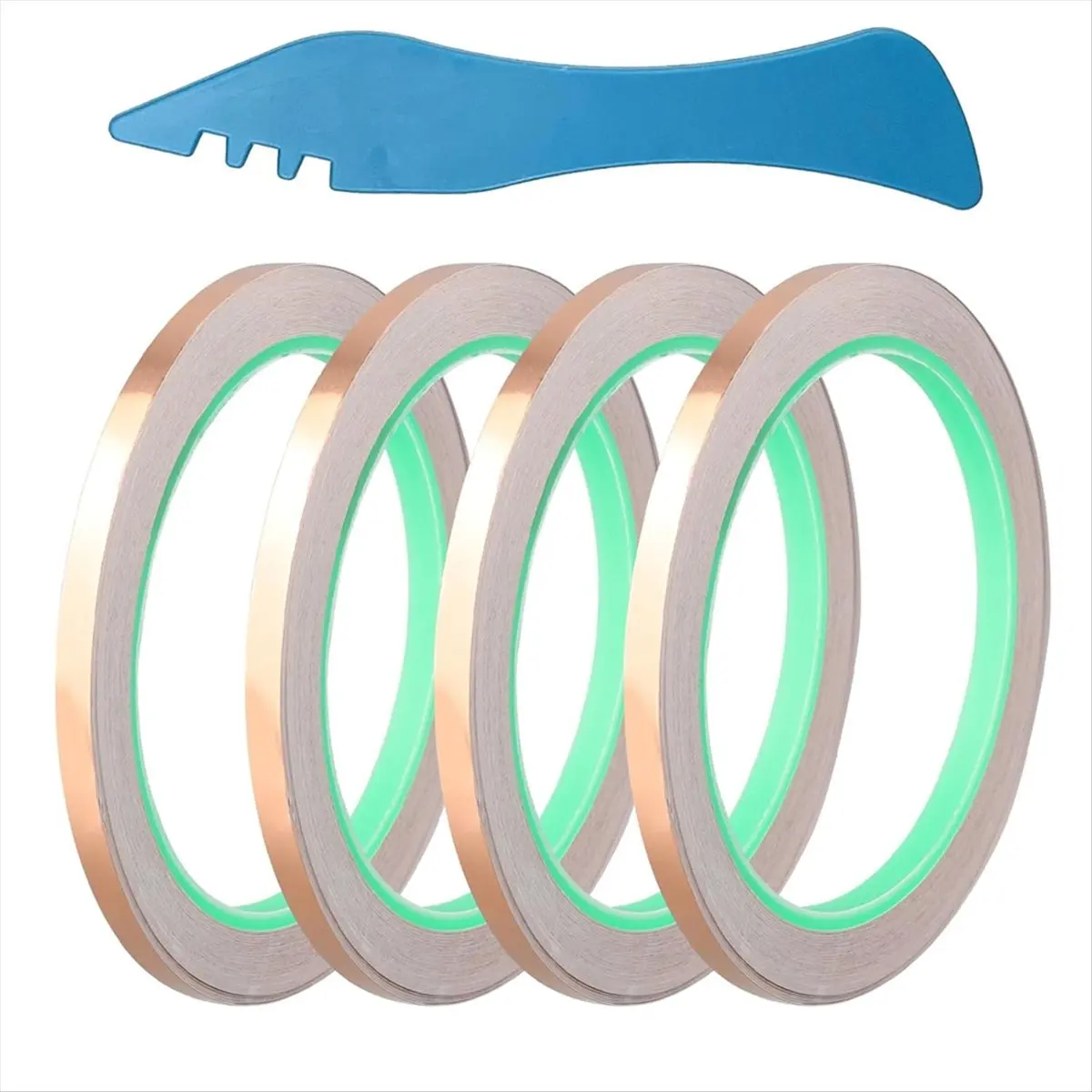 4 Rolls Double-Sided Copper Foil Tape for Stained Glass, Copper Tape Conductive Adhesive for Stain Glass