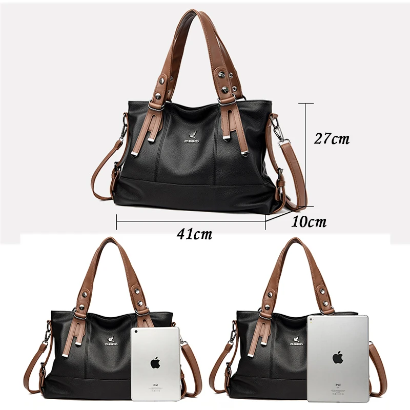 2024 NEW High Quality Leather Handbag Purse Luxury Designer Women Large Capacity Shoulder Crossbody Tote Bags Trend Sac Casual