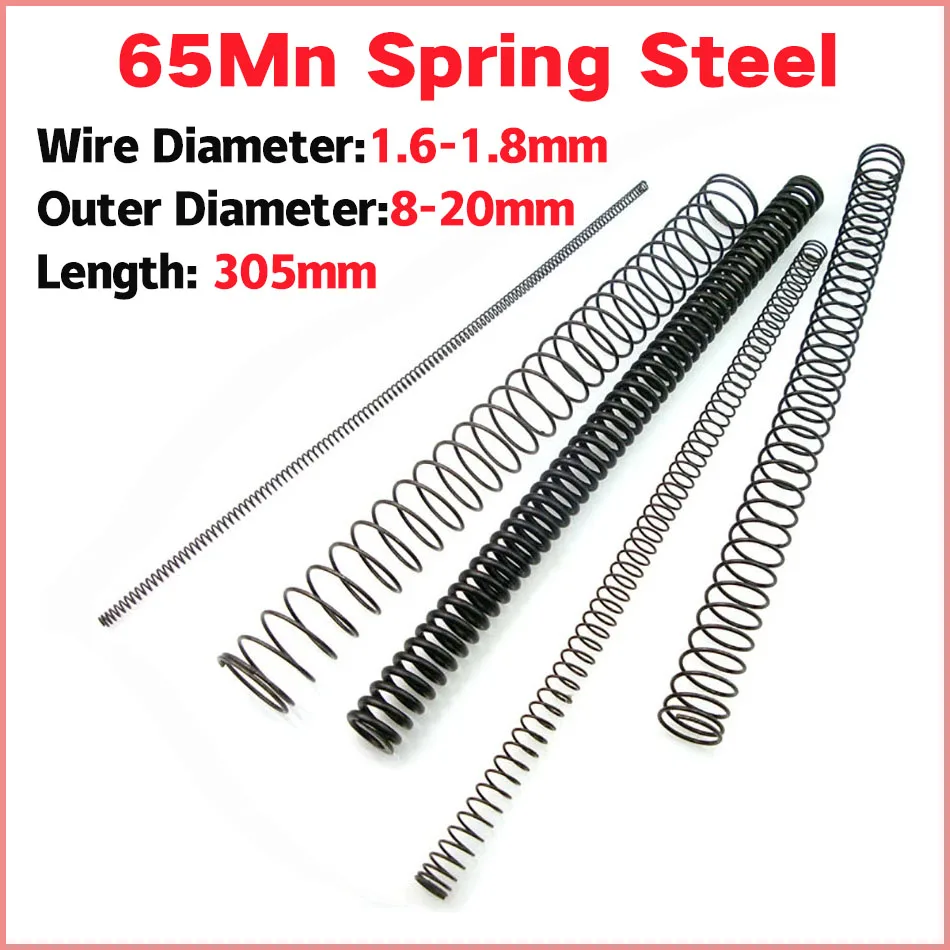 1pcs 65Mn Steel Y-type Compressed Spring Wire Diameter 1.6/1.8mm Spring Steel Compressed Spring  Length:305mm