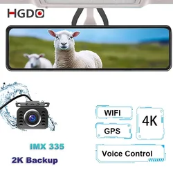 HGDO M420 Rear View Mirror 4K IMX415 Front Dash Cam with 2K IMX335 Backup Camera Car DVR Recorder WIFI GPS 24H Monitor