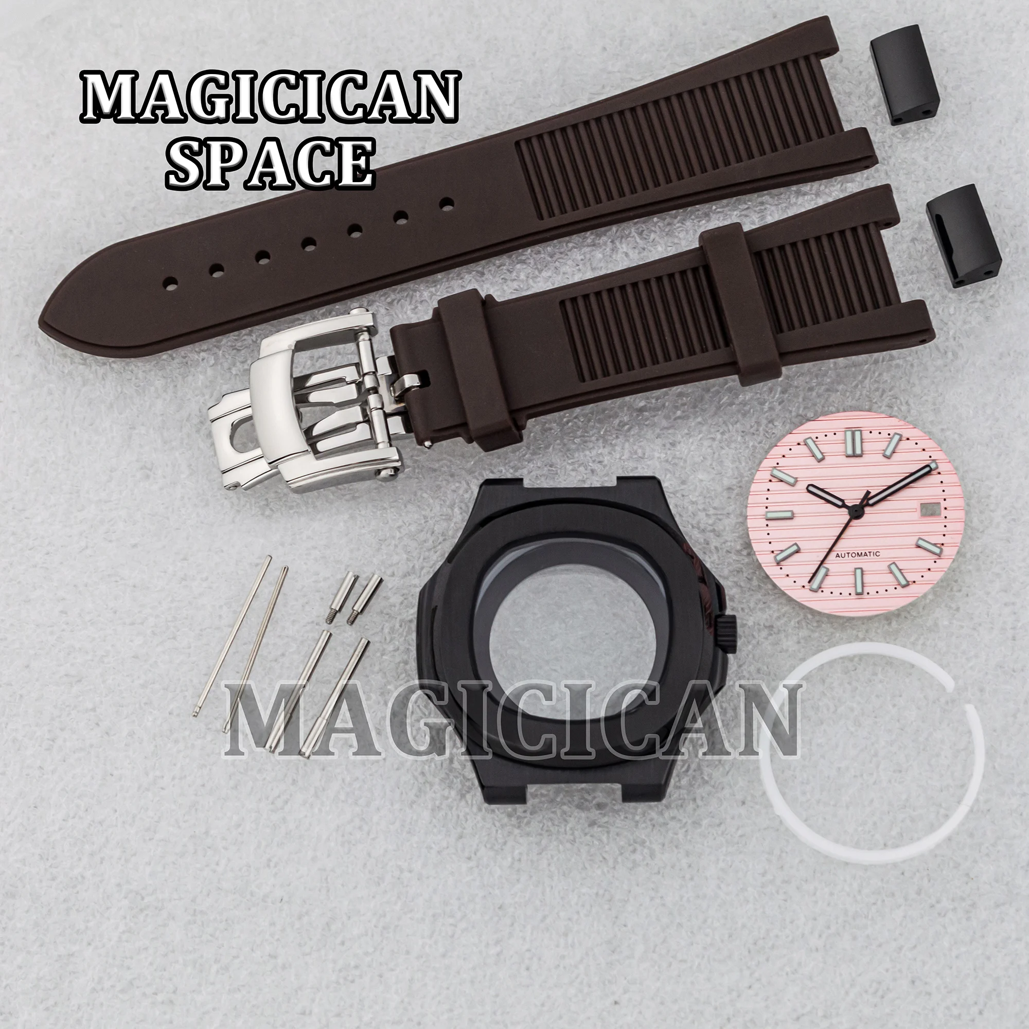 NH35 Case Rubber Strap Luminous Dial Hands for Nautilus Watch Mod Accessories fit NH35/36 Movement Waterproof 41mm Watch Case