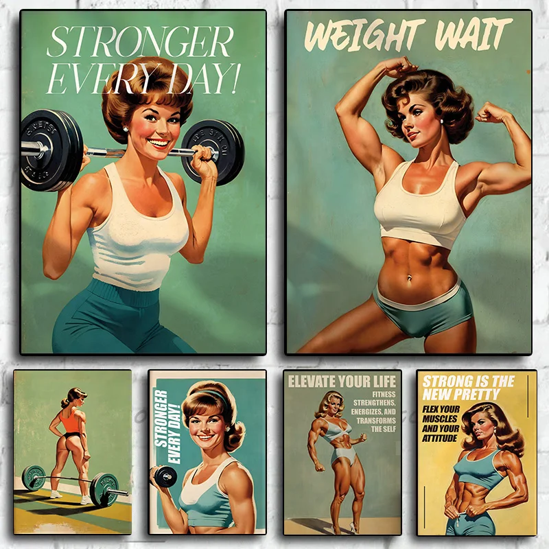 Exercise Gym Female Bodybuilding Women Fitness Gift Dumbbell Poster Print Wall Art Pictures Canvas Painting Room Home Decor