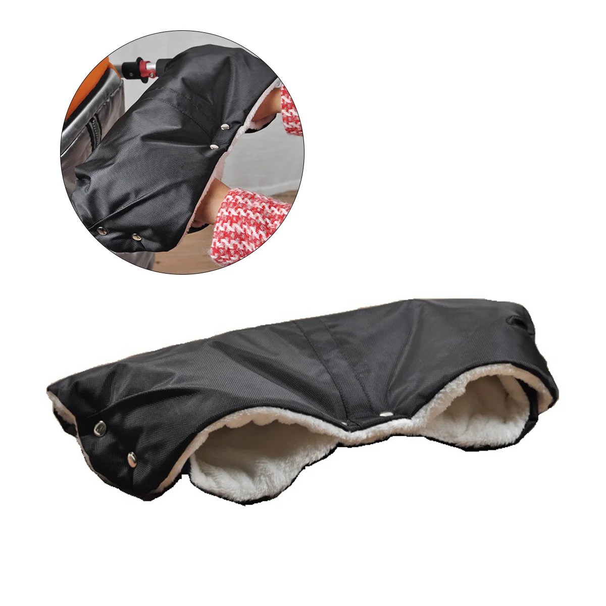 

Baby Pram Warmer Glove Premium Material Water Resistant Exterior Comfortable Fit for Most Strollers and Buggies Black