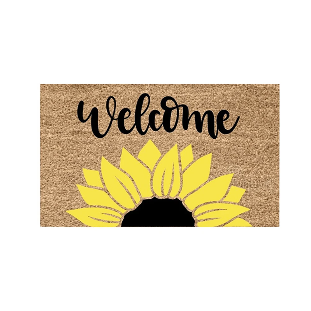 Custom Welcome Mat Coir Sunflower WELCOME Personalized Name Non Slip Outdoor Front Door Summer Home Decor Housewarming Gift