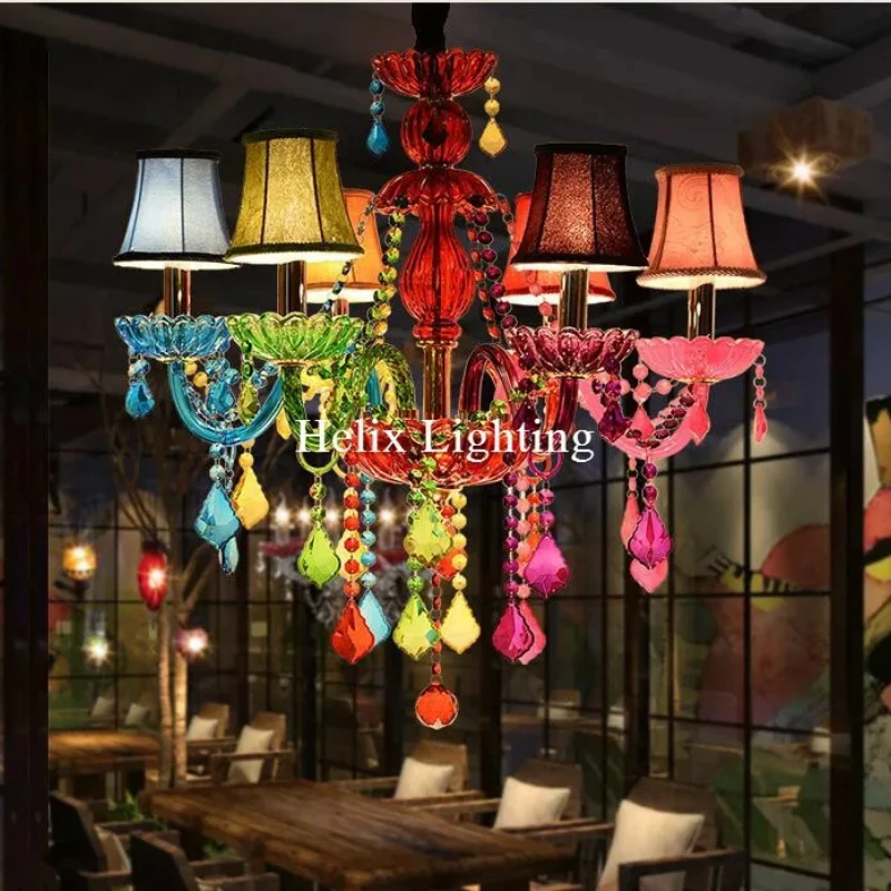 Free Shipping D60cm H55cm Colorful Crystal Chandelier Lamp Crystal Modern Lighting AC Guaranteed 100% Crystal Pendant Lamp