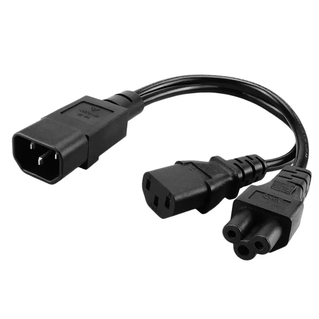สายไฟคุณภาพสูง IEC320-C14 ถึง C13+C5 ชายกับหญิง 3 พิน 350 มม.