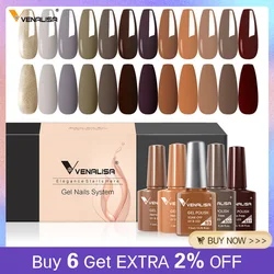 Kit de vernis à ongles Venalisa en Gel brun terre magnifique couleur série sans Hema, parfaitement pigmenté, laque en Gel pour Salon de manucure, 12 pièces