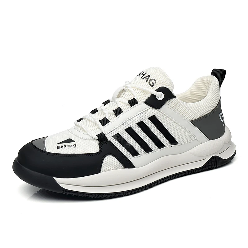 

1 pair plus size men's casual sneakers black mesh breathable sneakers widened last wear-resistant cushioning versatile model