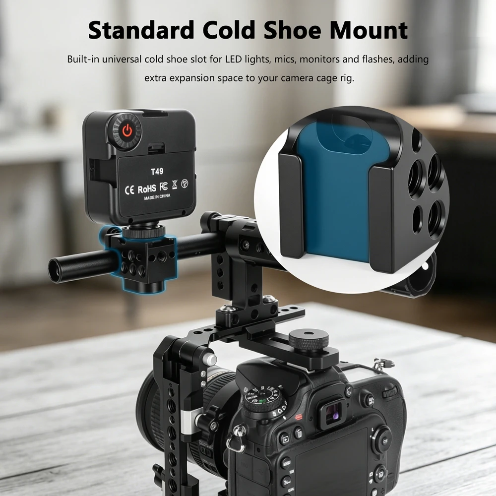 CAMVATE 15mm Single Rod Clamp Bracket with Cold Shoe and 1/4"-20 Anti-Twist Thread For Camera Monitor/Led Light/Microphone