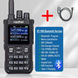 Radtel RT-900 8W Multi-band Walkie Talkie 256 CH Air Band Two Way Radio Station Aviation NOAA Amateur Police Marine River PTT