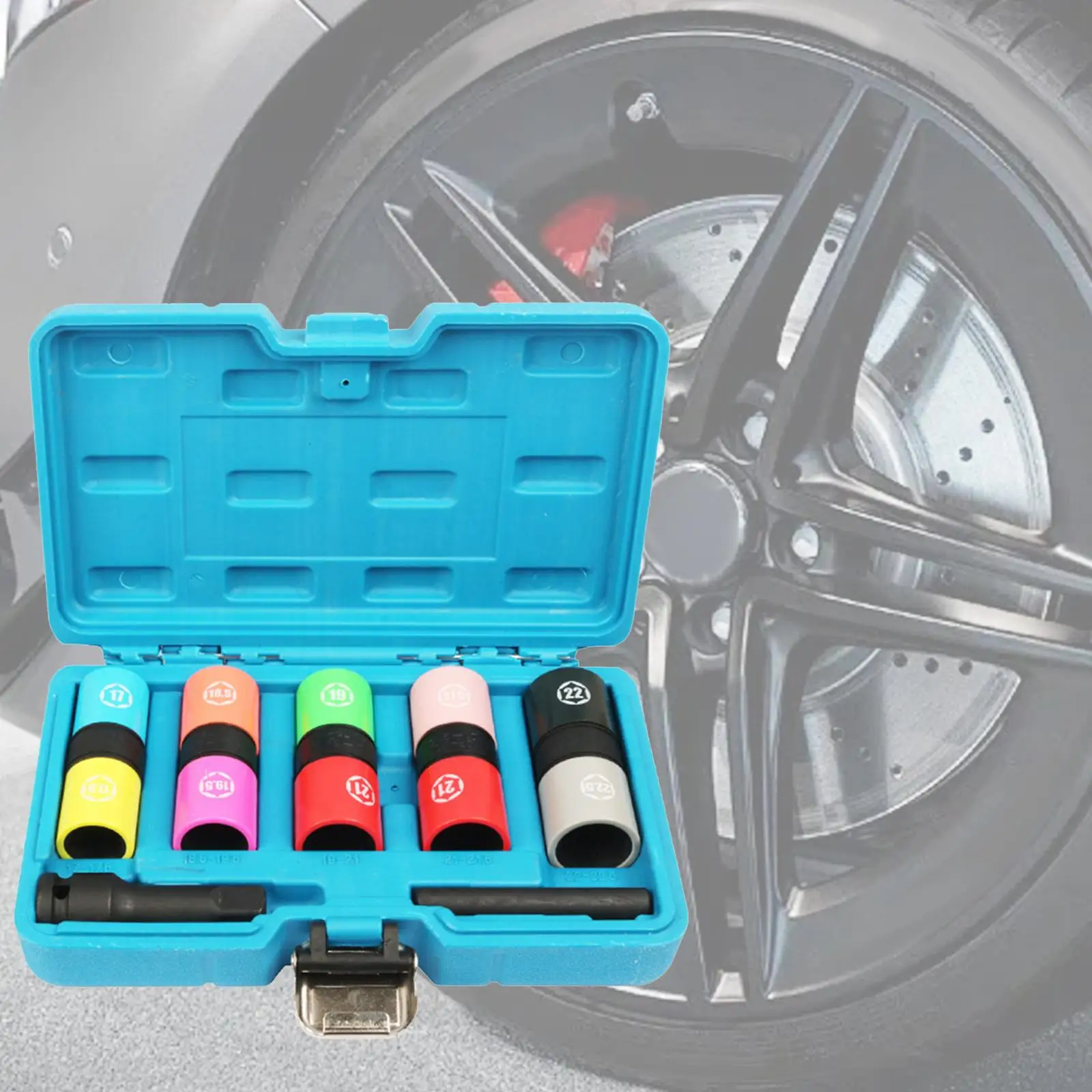 

7 Pieces Half Size Lug Nut Flip Socket Set Accessory Protective Sleeve Easily Install Professional Alloy Steel Metric Size