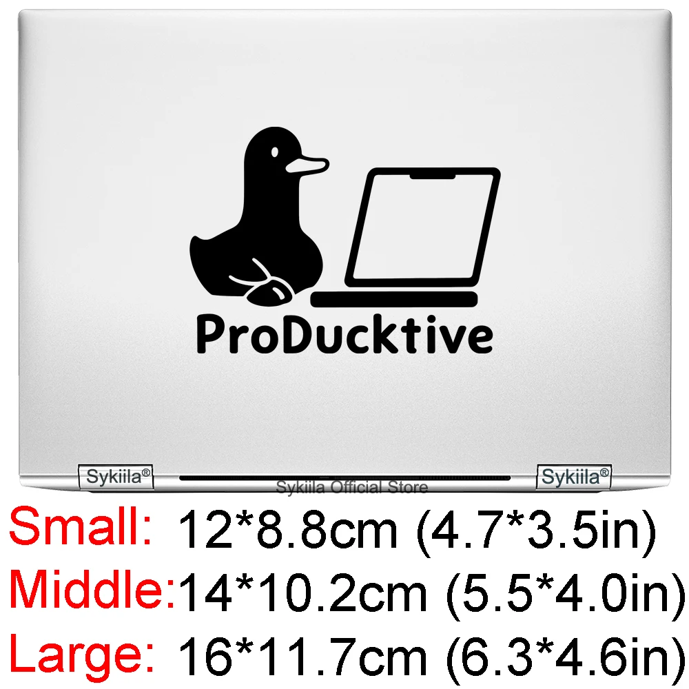 Funny Duck ProDucktive Productive Vinyl Sticker Decal for Macbook Skin Air 13 15 Pro 14 16 17 18 Generic Laptop Humorous Pun