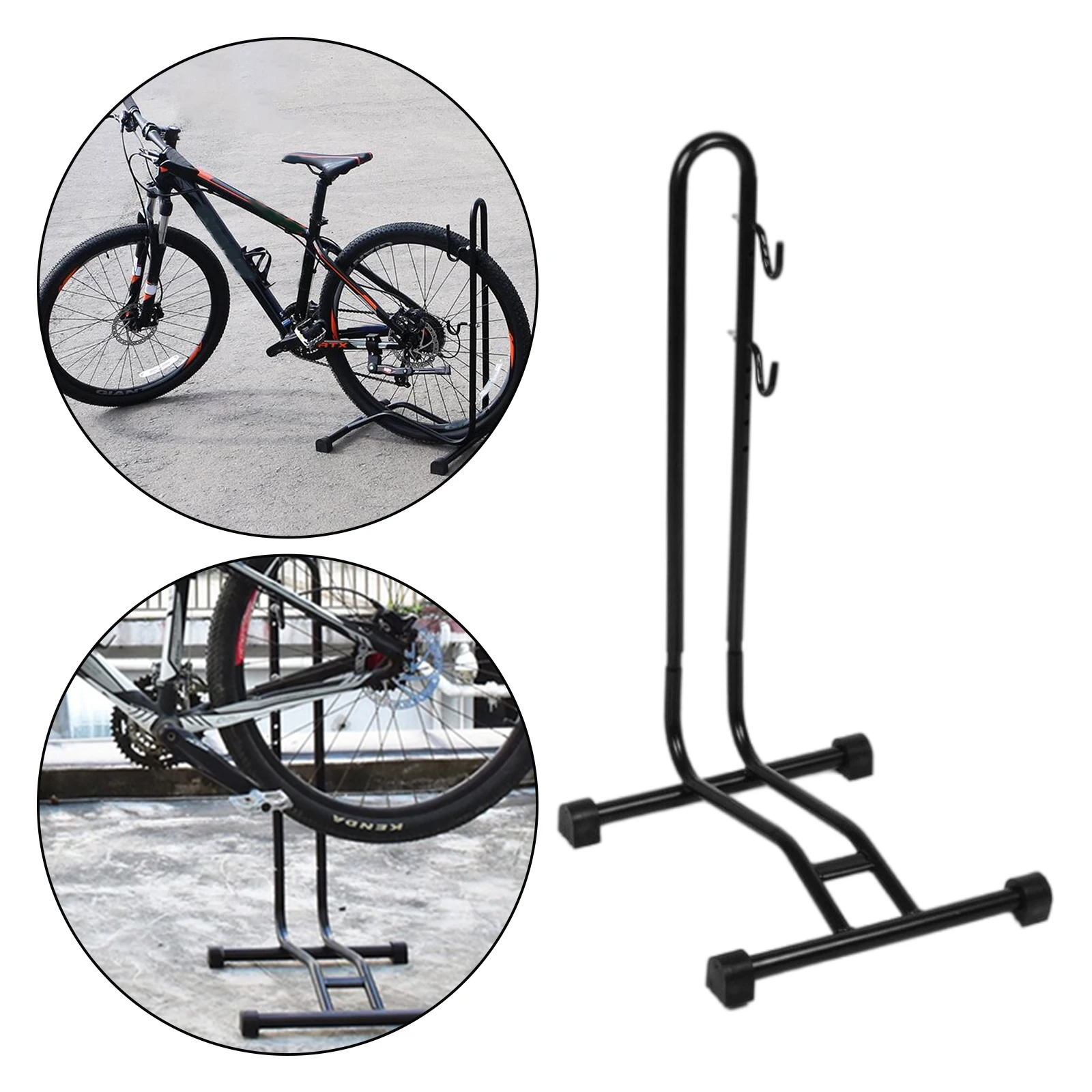 MTB Bike Bicycle Floor Parking Rack Garage Storage Display Stands With Hook Stationary Bike Stand For Outdoor Park Freestanding