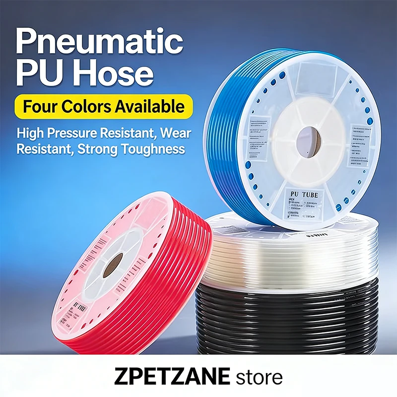 

10 Meters PU Tube 6*4 High Pressure Air Pipe Pneumatic Hose Transparent Black Red Blue For Air Compressor 6mm Outer Diameter