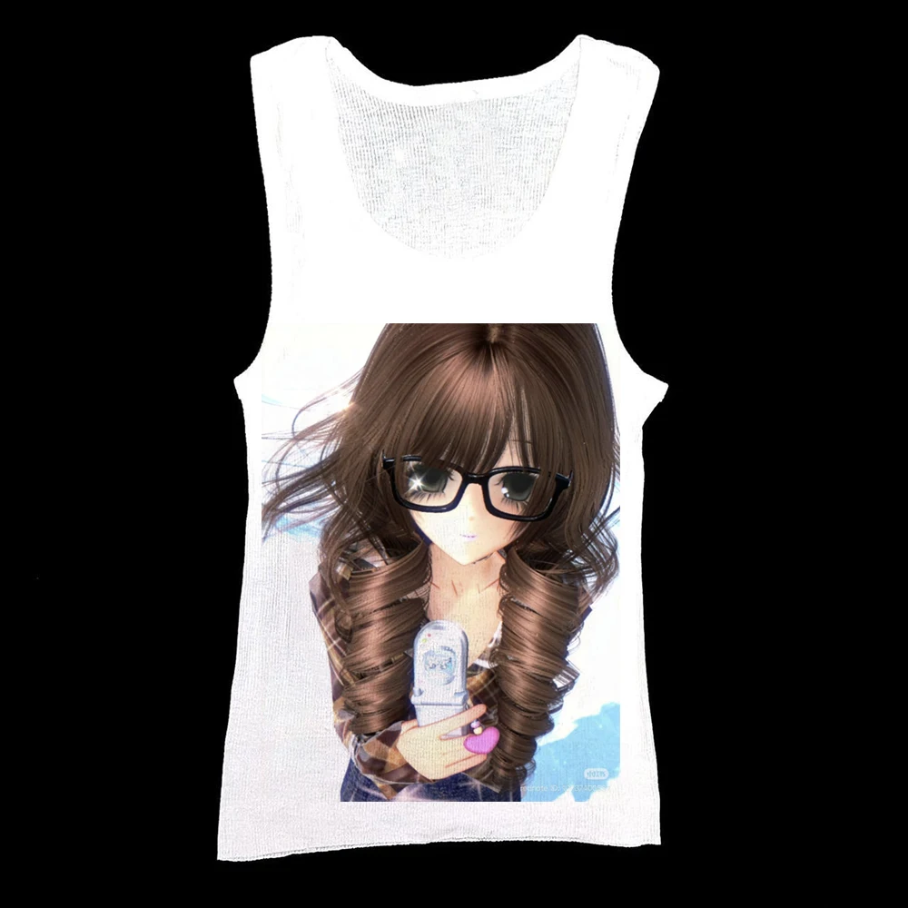 Y2K-Brille, lockiges Haar, Anime-Mädchen, Klapphandy-Print, Damen Slim-Fit Langarm-T-Shirt, Retro Harajuku Manga, enganliegendes Streetwear-Oberteil – Detail 5