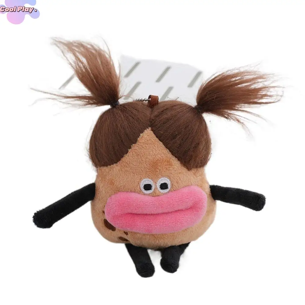 

Cartoon Fried Hair Potato King Big Mouth Girl Plush Keychain Sausage Mouth Cotton Doll Soft Big Mouth Girl Bag Pendant